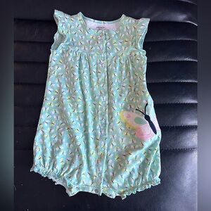 Carter's Light Green Butterfly Print Kids Romper